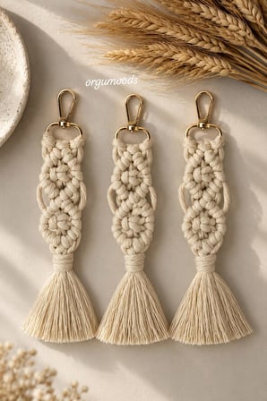 El Yapımı Makrome Anahtarlık - Püsküllü Boho Çanta Süsü ve Hediyelik | 10 adet