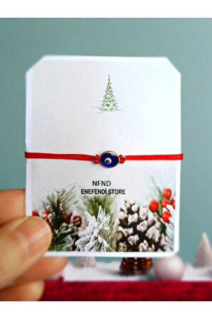 BİLEKLİK GÖZ NAZAR BONCUK KIRMIZI İPLİ 1,5cm MAKROME BİLEKLİK HEDİYELİK ŞANS UĞUR