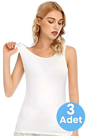 Uniquetrenders Kadın Kalın Askılı Pamuklu Atlet 3'lü Set