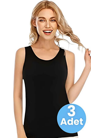 Uniquetrenders Kadın Kalın Askılı Pamuklu Atlet 3'lü Set