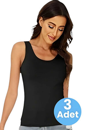 Uniquetrenders Kadın Kalın Askılı Pamuklu Atlet 3'lü Set