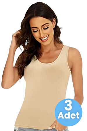 Uniquetrenders Kadın Kalın Askılı Pamuklu Atlet 3'lü Set