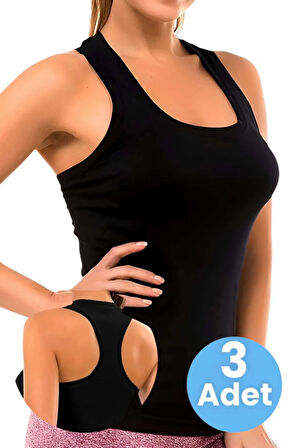 Uniquetrenders Kadın Kalın Askılı Pamuklu Rambo Atlet 3'lü Set