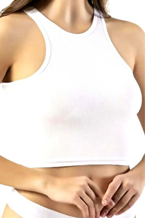 Uniquetrenders Kadın Geniş Askılı Kaşkorse Crop 3'lü Set