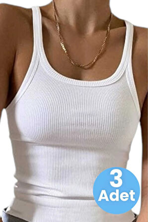 Uniquetrenders Kadın İnce Askılı  Raporlu Ribana Atlet 3'lü Set