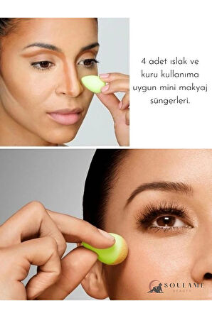 Yüz Make-Up Makyaj Sünger Seti 4'lü Profesyonel Hediyelik Islak Kuru Kullanıma Uygun Makyaj Süngeri