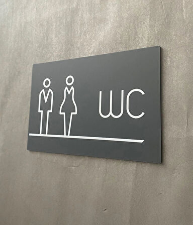 Mat Antrasit Lux WC Yönlendirme Levhası