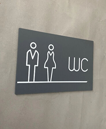 Mat Antrasit Lux WC Yönlendirme Levhası