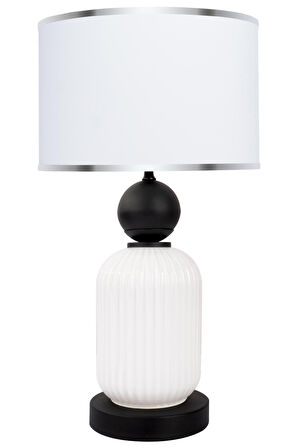 Lotus Opal Black - White Cam Abajur