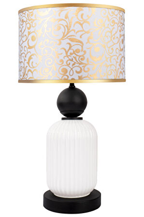 Lotus Opal Black - White Cam Abajur