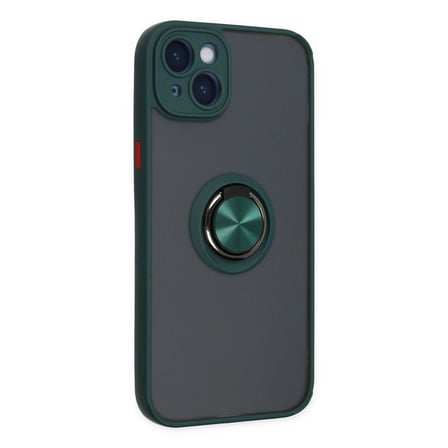 İphone 14 Kılıf Montreal Yüzüklü Silikon Kapak - Yeşil