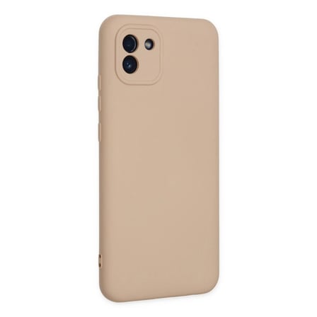 Samsung Galaxy A03 Kılıf Nano İçi Kadife Silikon - Pudra