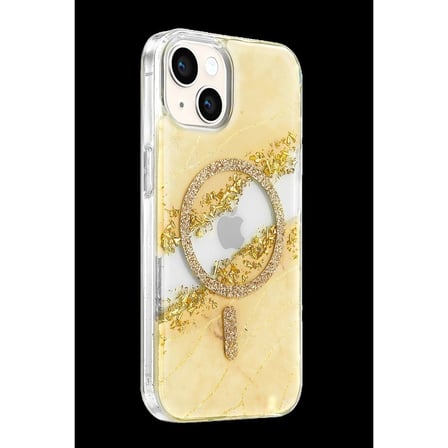 Onegif İphone 14 Lotus Simli Magsafe Kapak - Gümüş