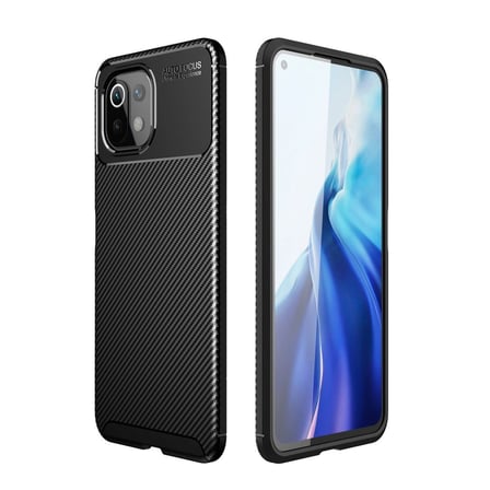 Mi 11 Lite Kılıf Auto Focus Karbon Kapak - Siyah