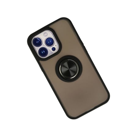 İphone 15 Pro Kılıf Montreal Yüzüklü Silikon Kapak - Siyah