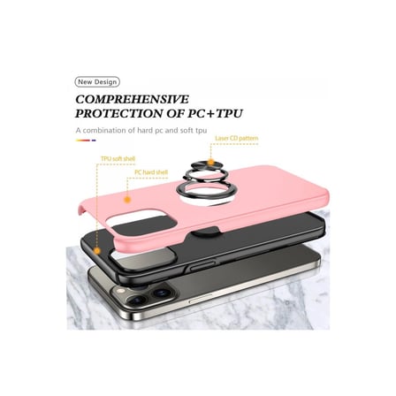 İphone 13 Pro Max Kılıf Elit Yüzüklü Kapak - Pembe