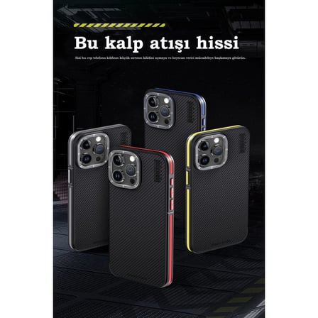 Joko İphone 15 Pro Max Kılıf Aramid 600d Kevlar Karbon Fiber Magsafe Kapak - Gri