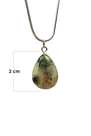 Labradorit Doğal Taşı Zincirli El Yapımı Kolye Uç: 2 cm Zincir: 20 cm Kutulu