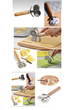 Çift Başlıklı Ahşap Saplı Pizza Hamur