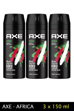 3 Adet Axe Africa Erkek Deodorant Sprey 150 ml