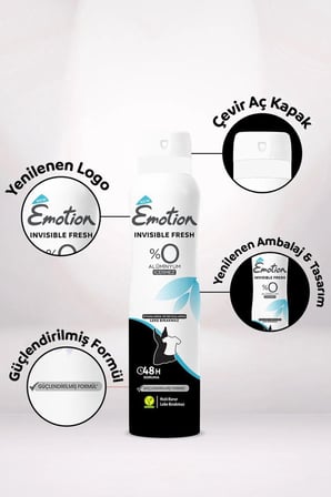 Emotion Invisible Fresh Black & White Kadın Deodorant 150ml Vegan, Leke Bırakmaz