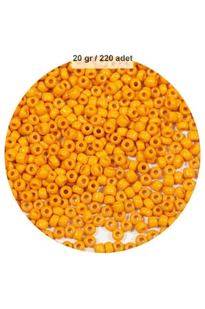 Turuncu Renk 4 Mm Yaklaşık 220 Adet/20 Gram Cam Boncuk Oya Yazma Bileklik Ve Kolye