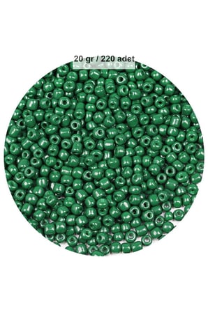 Koyu Yeşil Renk 4 Mm Yaklaşık 220 Adet/20 Gram Cam Boncuk Oya Yazma Bileklik Ve Kolye