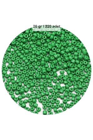 Opak Yeşil Renk 4 Mm Yaklaşık 220 Adet/20 Gram Cam Boncuk Oya Yazma Bileklik Ve Kolye