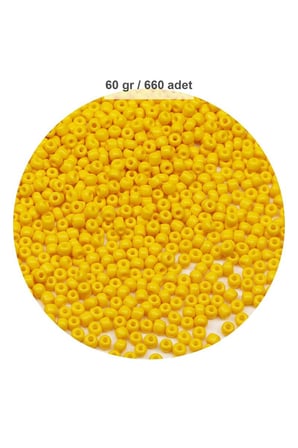 Sarı Renk 4 Mm Yaklaşık 660 Adet / 60 Gram Cam Boncuk Oya Yazma Bileklik Ve Kolye