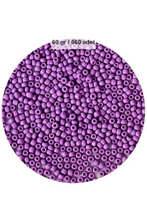 Mor Renk 4 Mm Yaklaşık 660 Adet / 60 Gram Cam Boncuk Oya Yazma Bileklik Ve Kolye