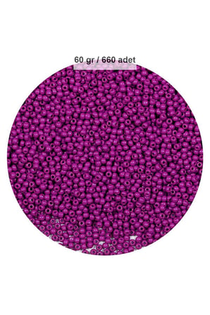 Fuşya Renk 4 Mm Yaklaşık 660 Adet / 60 Gram Cam Boncuk Oya Yazma Bileklik Ve Kolye