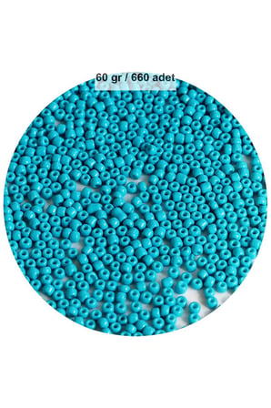 Turquaz Mavi Renk 4 Mm Yaklaşık 660 Adet / 60 Gram Cam Boncuk Oya Yazma Bileklik Ve Kolye