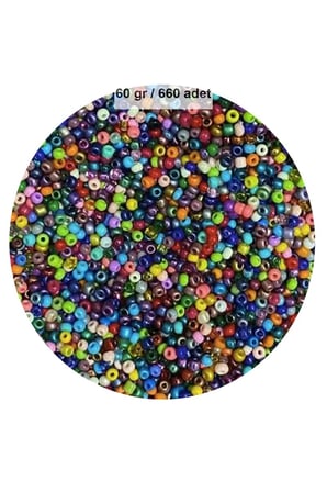 Karışık Renk 4 Mm Yaklaşık 660 Adet / 60 Gram Cam Boncuk Oya Yazma Bileklik Ve Kolye