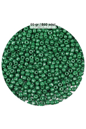 Koyu Yeşil Renk 4 Mm Yaklaşık 660 Adet / 60 Gram Cam Boncuk Oya Yazma Bileklik Ve Kolye