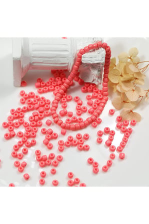 Pembe Renk 4 Mm Yaklaşık 660 Adet / 60 Gram Cam Boncuk Oya Yazma Bileklik Ve Kolye