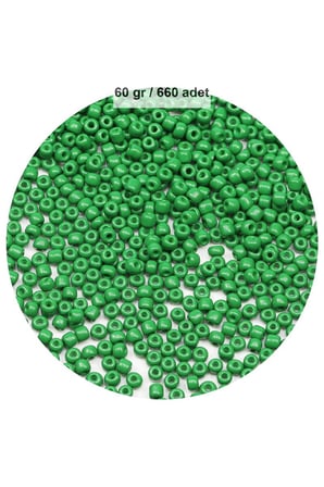 Opak Yeşil Renk 4 Mm Yaklaşık 660 Adet / 60 Gram Cam Boncuk Oya Yazma Bileklik Ve Kolye