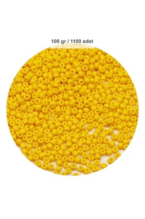 Sarı Renk 4 Mm Yaklaşık 1100 Adet / 100 Gram Cam Boncuk Oya Yazma Bileklik Ve Kolye