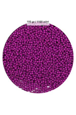 Fuşya Renk 4 Mm Yaklaşık 1100 Adet / 100 Gram Cam Boncuk Oya Yazma Bileklik Ve Kolye