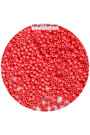 Karpuz Pembesi Renk 4 Mm Yaklaşık 1100 Adet / 100 Gram Cam Boncuk Oya Yazma Bileklik Ve Kolye