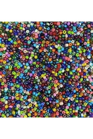 Karışık Renk 4 Mm Yaklaşık 1100 Adet / 100 Gram Cam Boncuk Oya Yazma Bileklik Ve Kolye