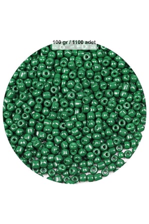 Koyu Yeşil Renk 4 Mm Yaklaşık 1100 Adet / 100 Gram Cam Boncuk Oya Yazma Bileklik Ve Kolye