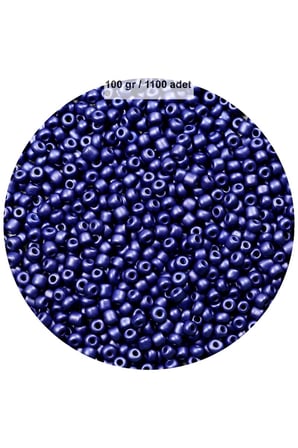 Lacivert Renk 4 Mm Yaklaşık 1100 Adet / 100 Gram Cam Boncuk Oya Yazma Bileklik Ve Kolye