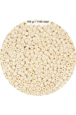 Beyaz Renk 4 Mm Yaklaşık 1100 Adet / 100 Gram Cam Boncuk Oya Yazma Bileklik Ve Kolye
