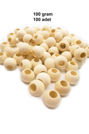100 Gr 100 Adet Ahşap Boncuk 15 Mm Çap X 10 Mm Delik Doğal Yuvarlak Ahşap Makrome El İşi Çanta