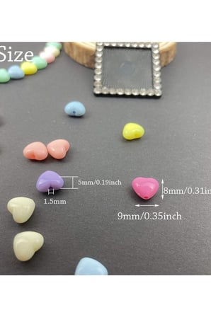100 Gr 500 Adet Şeker Rengi Akrilik Kalp Boncuklar Renkli Karışık Plastik Pastel Boncuklar Ara Boncu