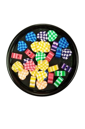 90 Adet 10 Mm Polimer Kil Fimo Boncuk Takı Bileklik + 5 Metre Lastikli Misina Hediye - Desenli Kalp