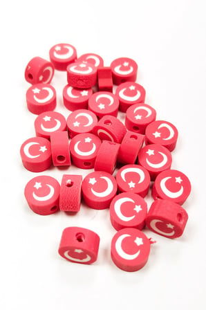 90 Adet 10 Mm Polimer Kil Fimo Boncuk Takı Bileklik + 5 Metre Misina Hediye - Ayıcık - Bayrak - Yin 