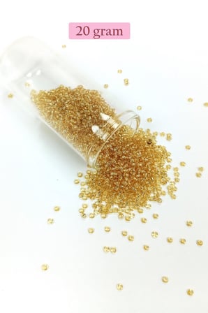 Dökme Cam Kum Boncuk 11/0 2 Mm - 20 Gram - Şeffaf Bal Rengi - Bnc033