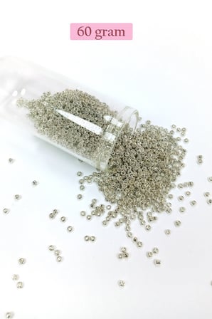 Dökme Cam Kum Boncuk 11/0 2 Mm - 60 Gram - Gümüş - Bnc057