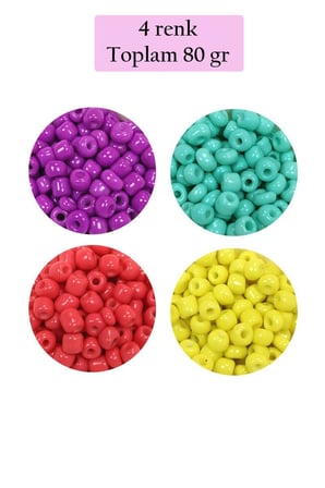 Dökme Cam Kum Boncuk Büyük Boy 6/0 4 Mm - 4 Renk - Toplam 80 Gram - Bnc411